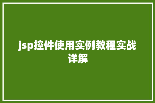 jsp控件使用实例教程实战详解